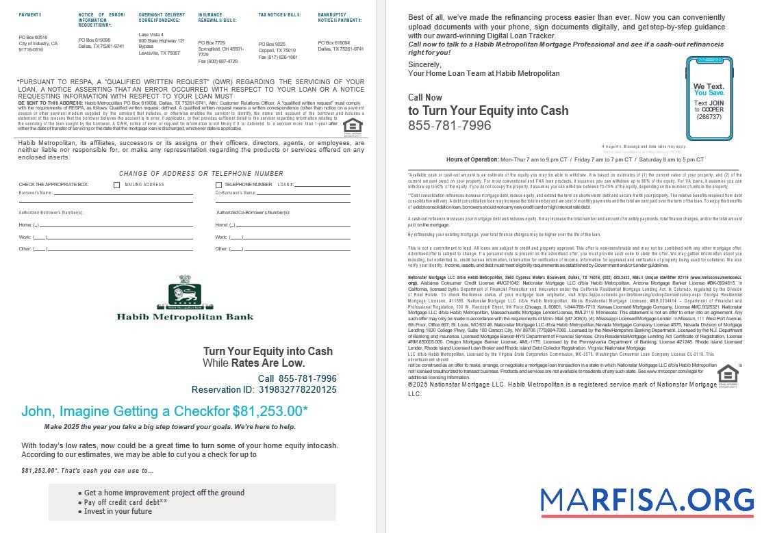 Blank Pakistan Habib Metropolitan mortgage loan statement in Word and PDF formats , 4 pages 3 4 download for verification